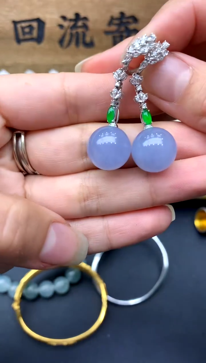 【闪购商品】翡翠耳饰18K金镶嵌412-中国好珍宝