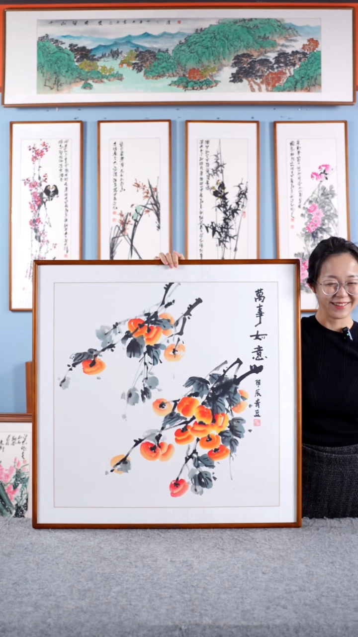 【闪购商品】国画张现军《万事如意》手绘带框83*83