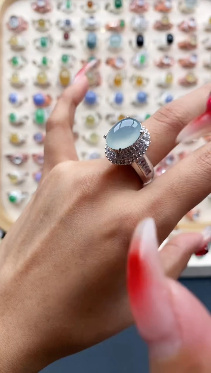 【闪购商品】翡翠戒指未镶嵌缅甸天然A货翡翠555  7+10