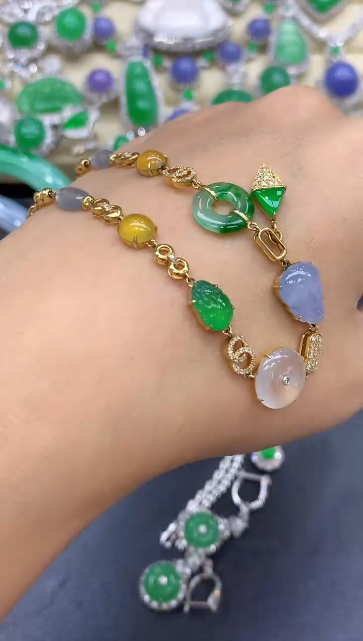 18K金镶嵌手链翡翠379-中国好珍宝