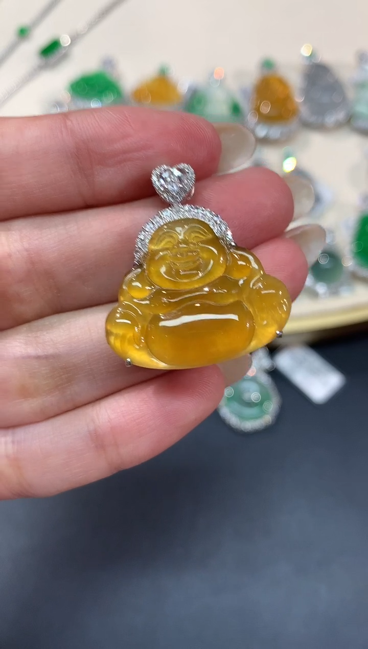 【闪购商品】翡翠吊坠(不含链)18K金镶嵌A71|29800