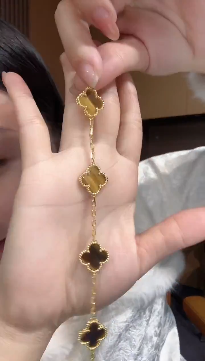 【闪购商品】木变石（虎睛石）手链18K金镶嵌黄色k黄，五花手链GHJ