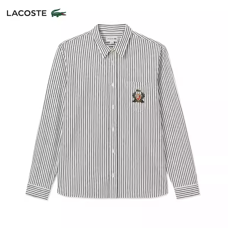 LACOSTE法国鳄鱼男装25春季时尚简约条纹衬衫|CH2592