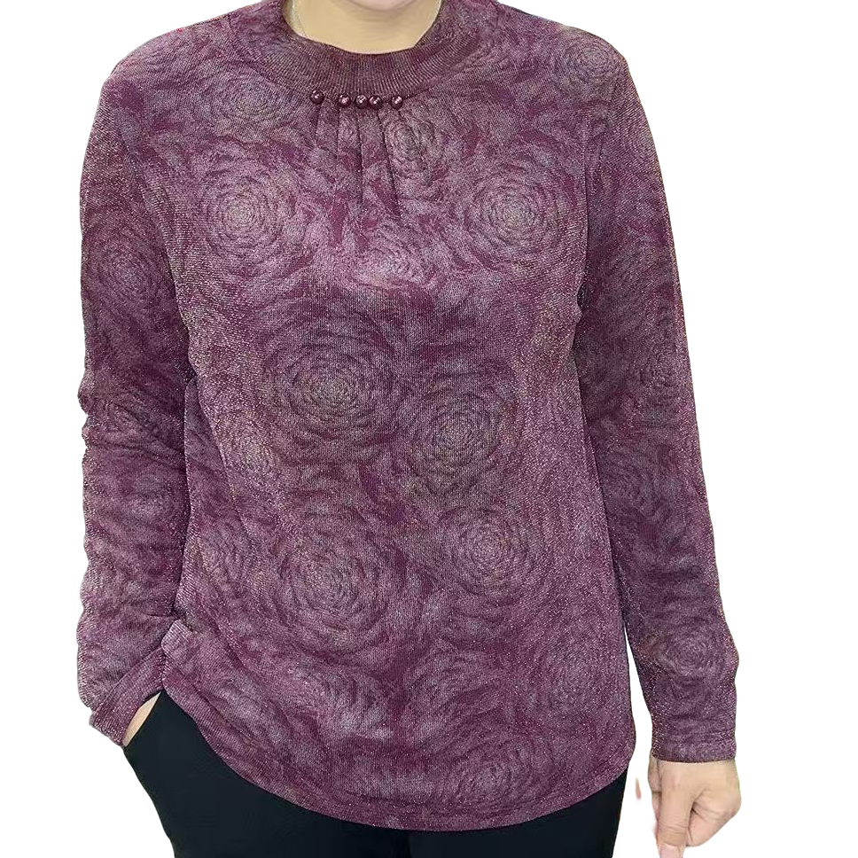 秋冬圆领加绒上衣   中老年女装