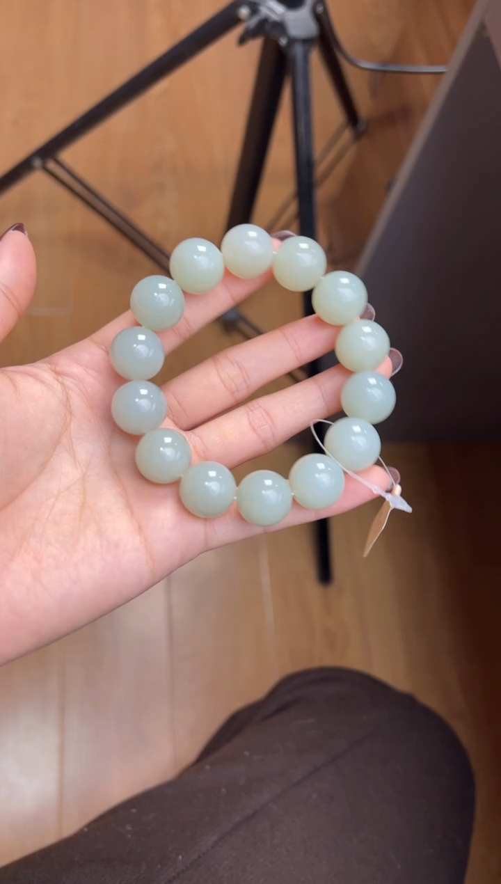 未镶嵌手串和田玉且末料青白玉手串卡16