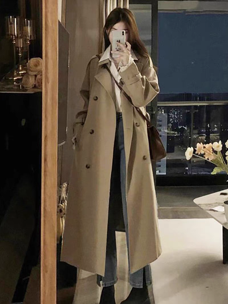 高个子女款加长版风衣外套女H型新款早春秋季超长款高级感到脚踝