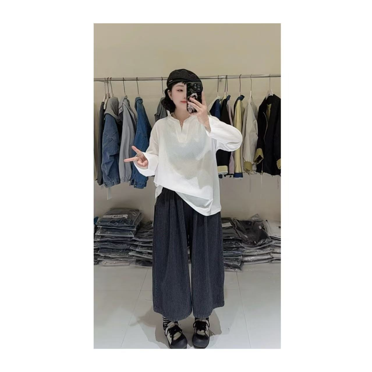 【圆领V】百搭显瘦必入款长袖T恤3292