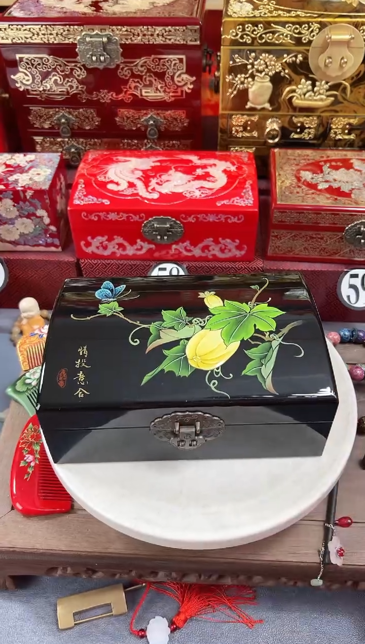【闪购商品】 21厘米双层元宝款传统彩绘瓜瓞绵延