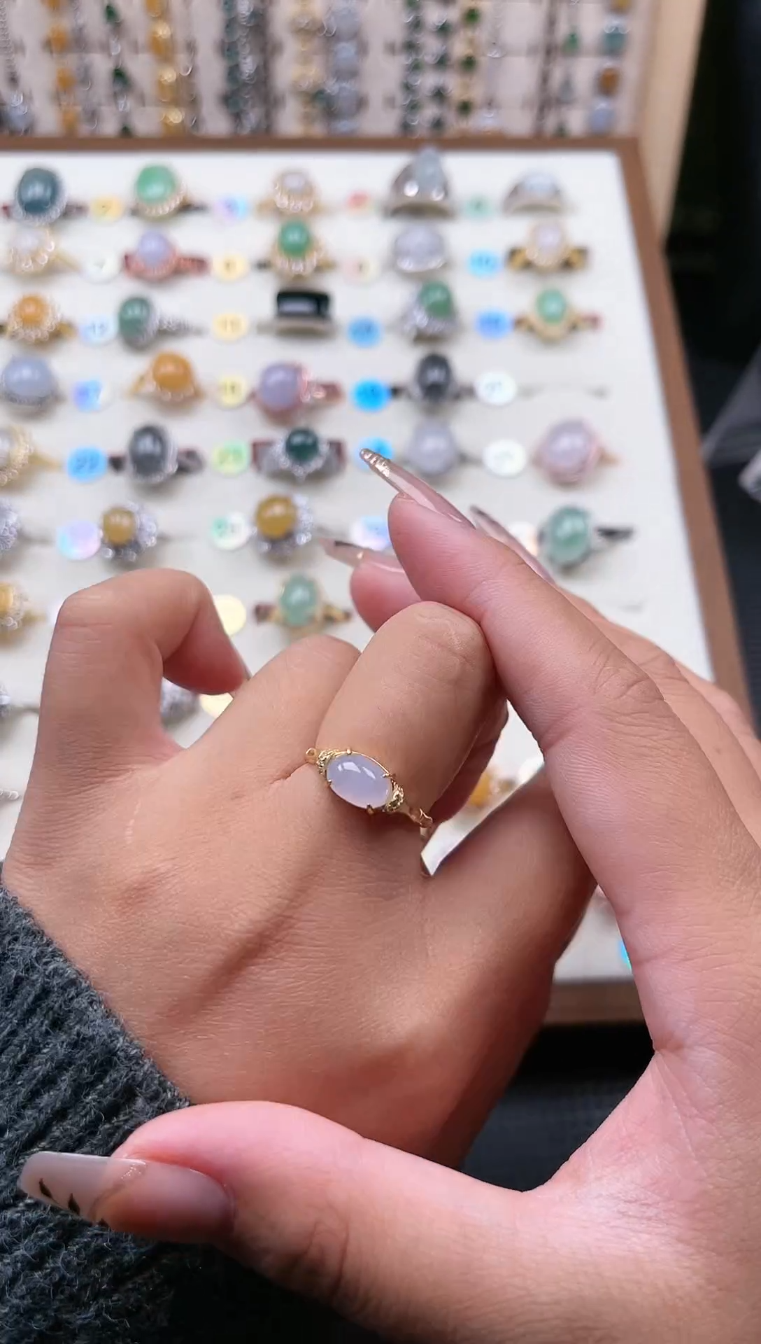 【闪购商品】翡翠戒指银S925镶嵌天然A货翡翠戒指