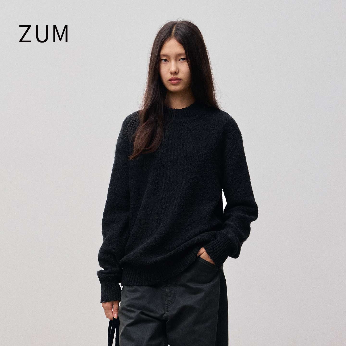 ZUM | 百搭羊毛毛衣 |圆领宽松毛针织衫25冬新款休闲保暖长袖上衣