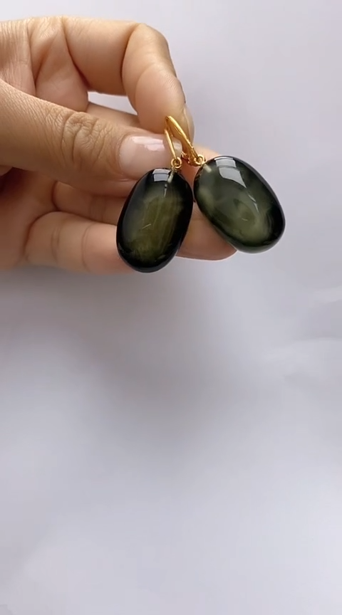 【闪购商品】琥珀裸石银S925镶嵌琥珀耳坠
