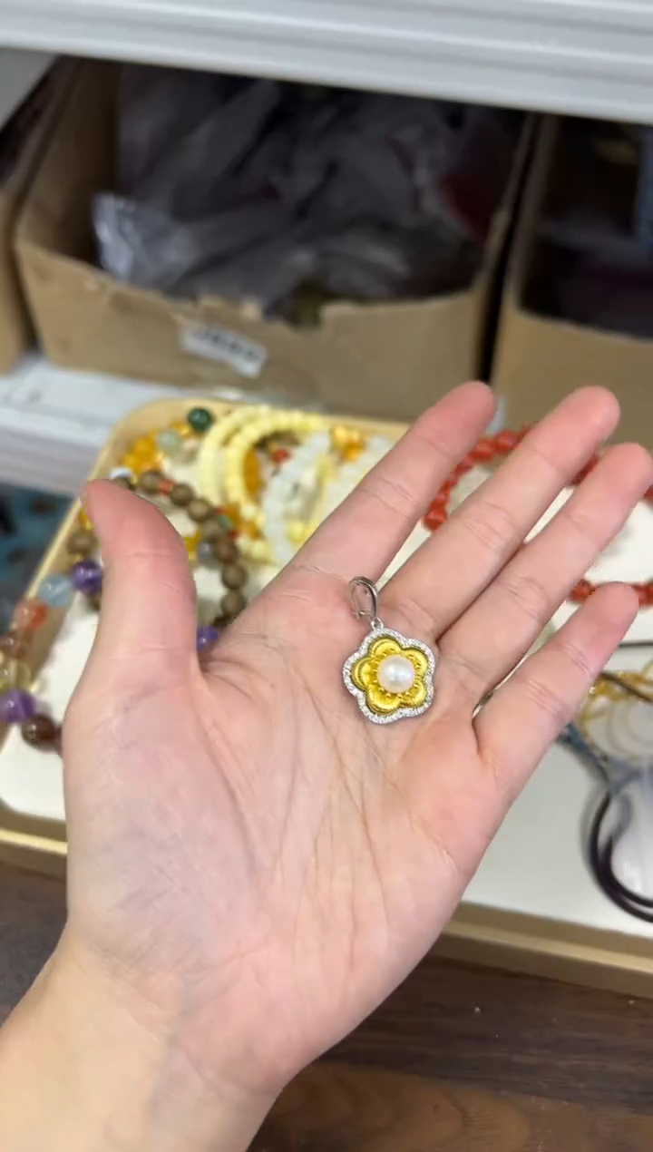 颈饰未镶嵌淡水珍珠淡水珍珠太阳花镶嵌款吊坠[77]