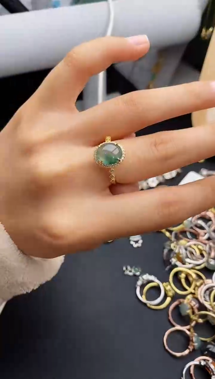 【闪购商品】翡翠戒指银S925镶嵌缅甸翡翠