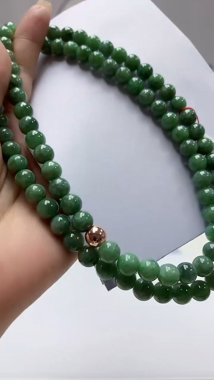 【闪购商品】定制翡翠未镶嵌4852ms-毛货127珠链