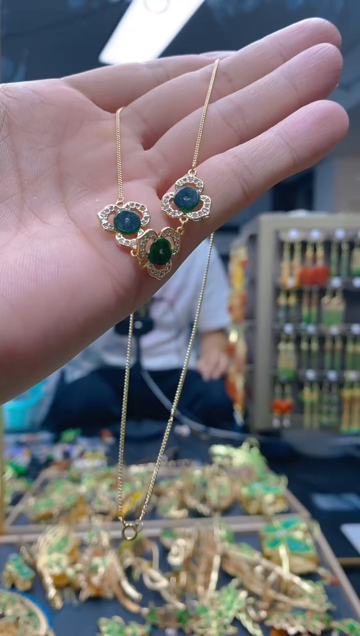 【闪购商品】翡翠耳饰合金083翡翠锁骨链