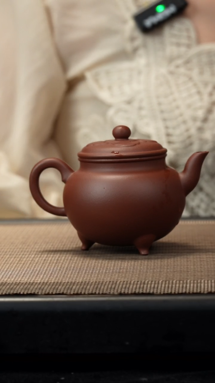 茶壶紫砂紫泥三足大彬如意160cc