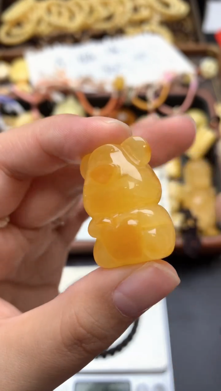 【闪购商品】琥珀珠宝奇石未镶嵌081琥珀蜜蜡花粉有纹小坑介意勿拍