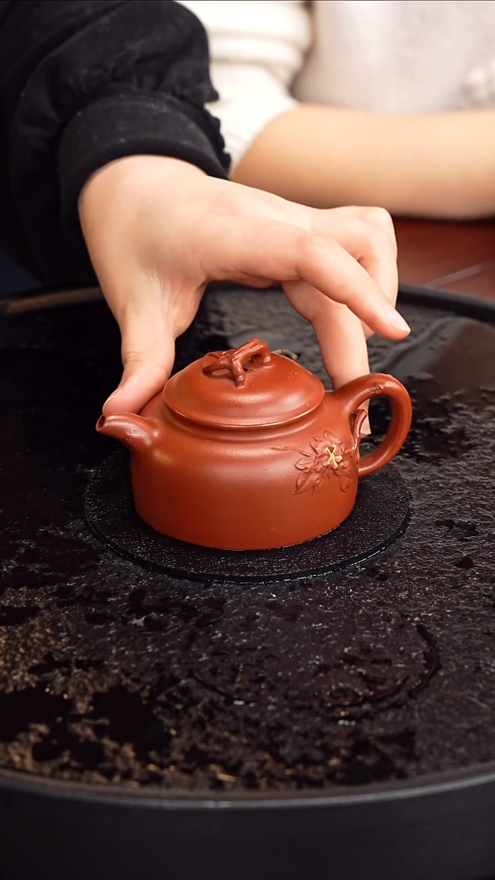 茶壶紫砂惠慧  花开富贵81  朱泥 200毫升