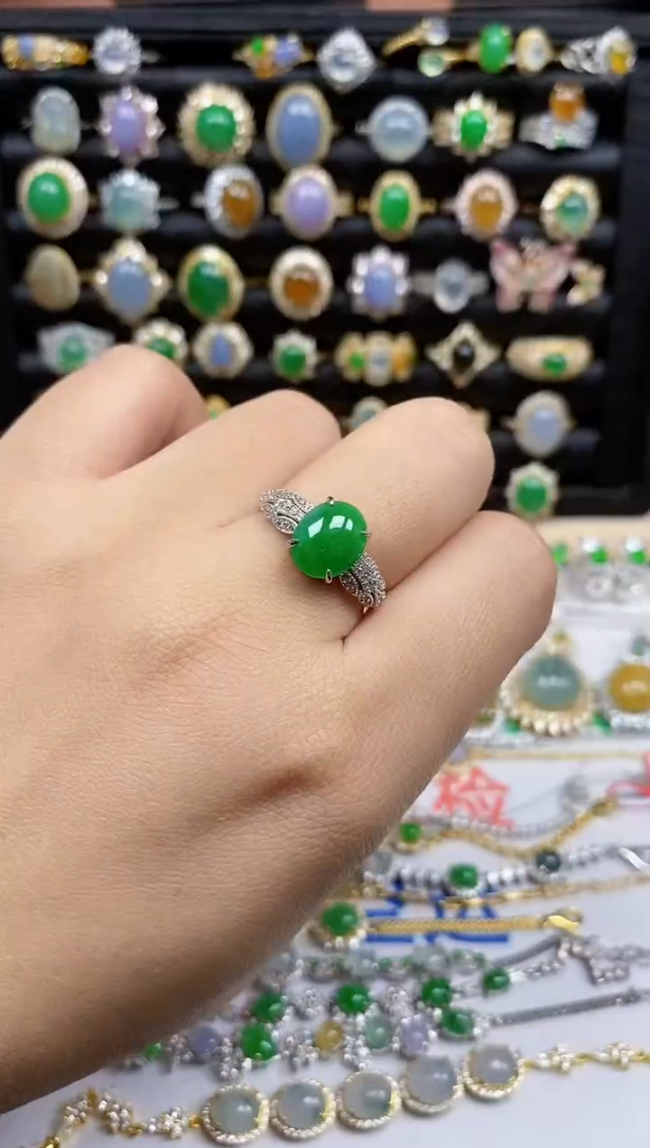 银S925镶嵌戒指翡翠8517