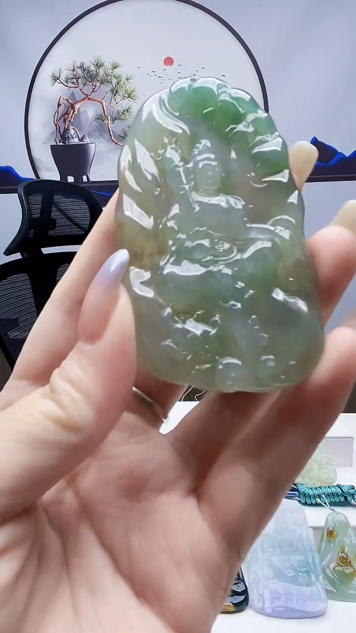 未镶嵌定制翡翠毛货-挂件74