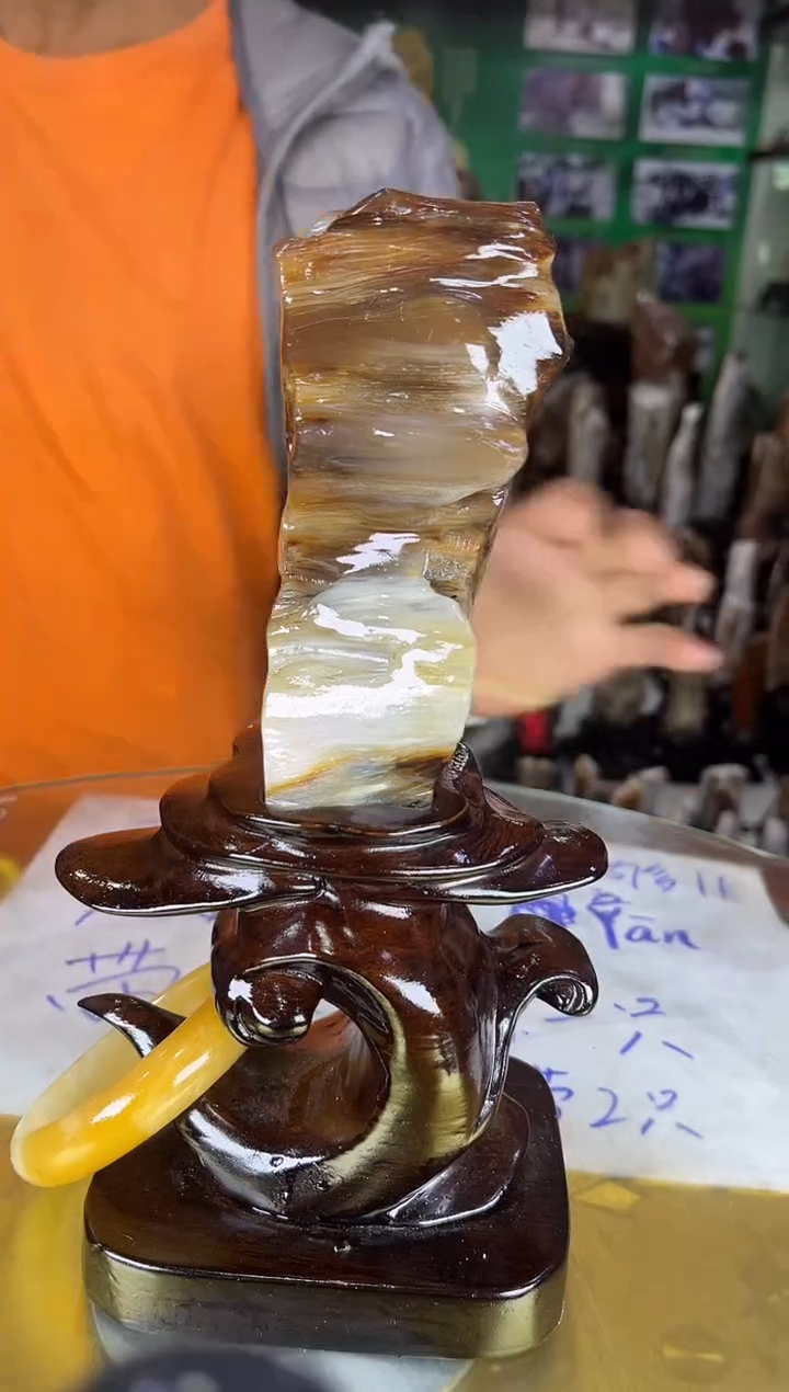 缅甸天然树化玉精品居家摆件