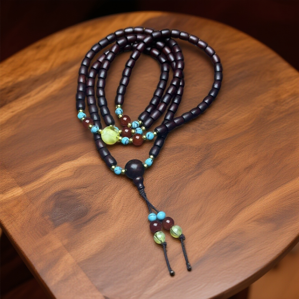 QSL-6143-小叶紫檀多圈手串项链➕礼盒