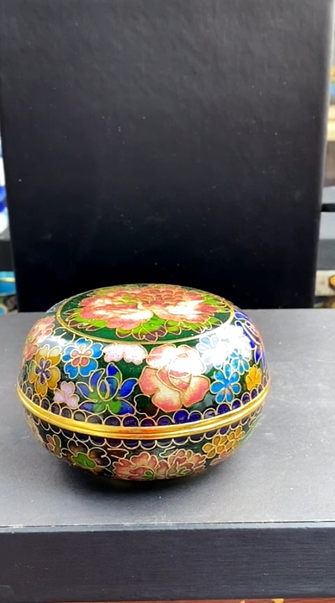 【闪购商品】非遗技艺 景泰蓝捧盒绿色