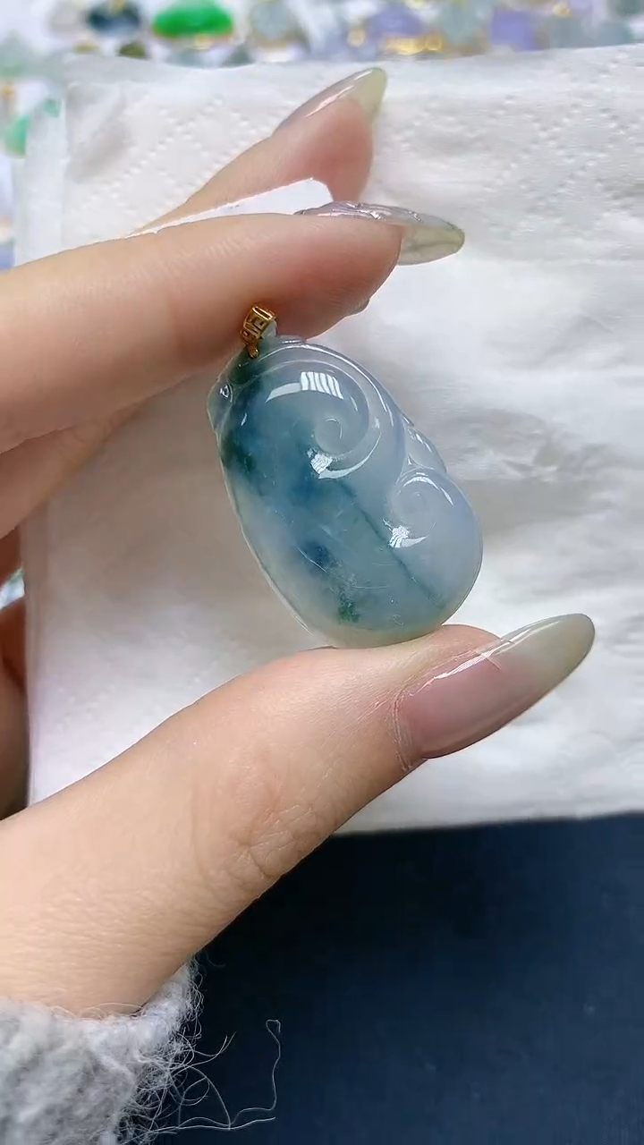 【闪购商品】翡翠18K金镶嵌颈饰天然A货翡翠1