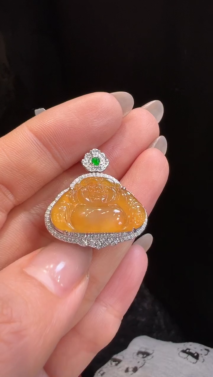 【闪购商品】翡翠颈饰18K金镶嵌吊坠