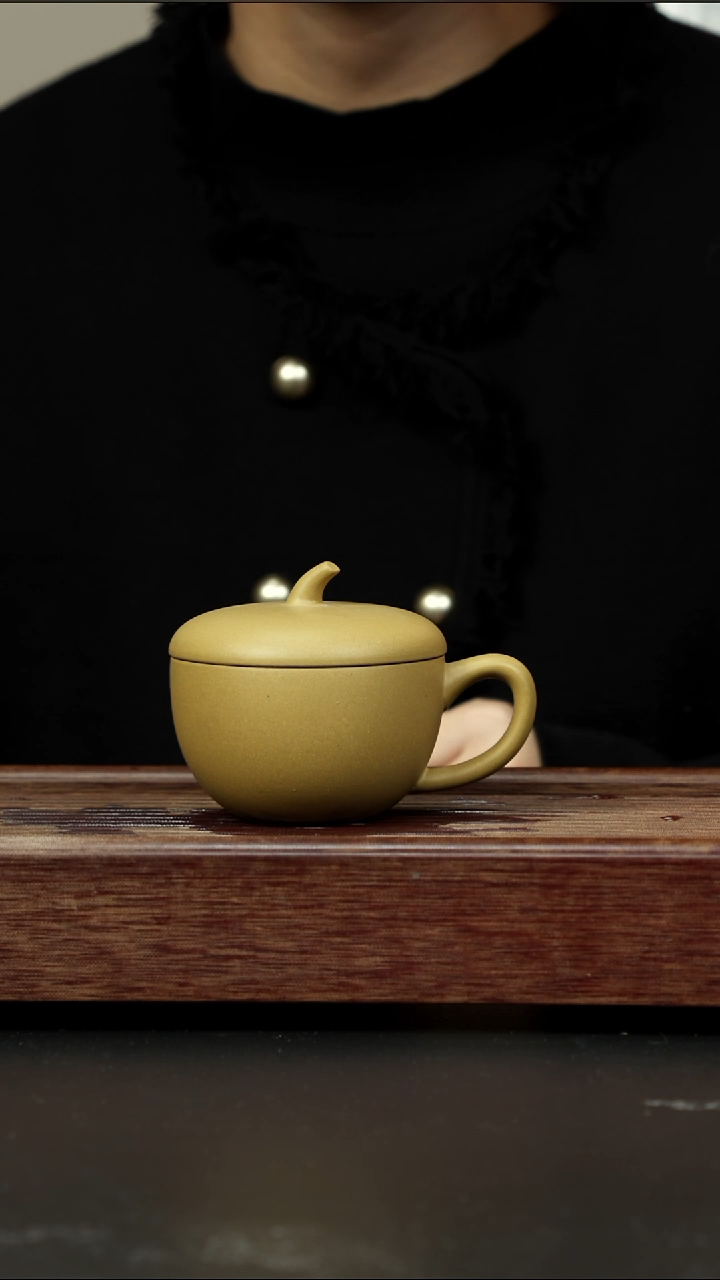 茶壶紫砂黄金段 苹果盖杯
