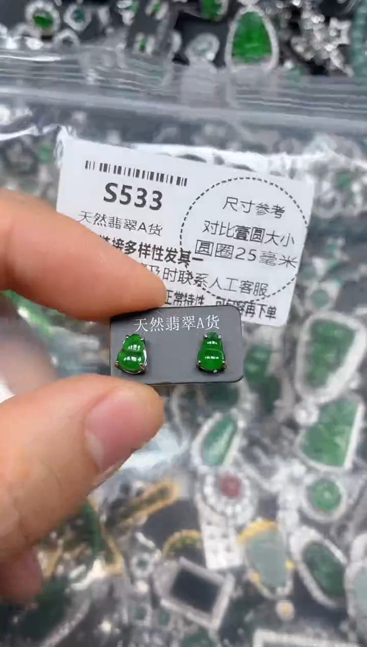 颈饰未镶嵌翡翠S533耳钉