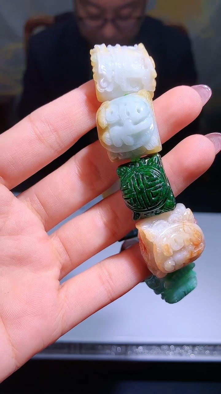 【闪购商品】定制翡翠未镶嵌1007hm-毛货手串53