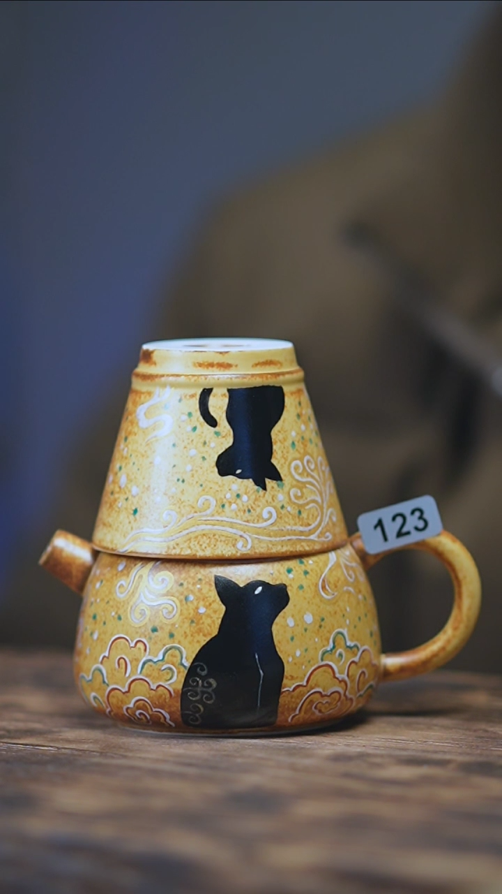 【闪购商品】123景德镇手绘玄猫套啊