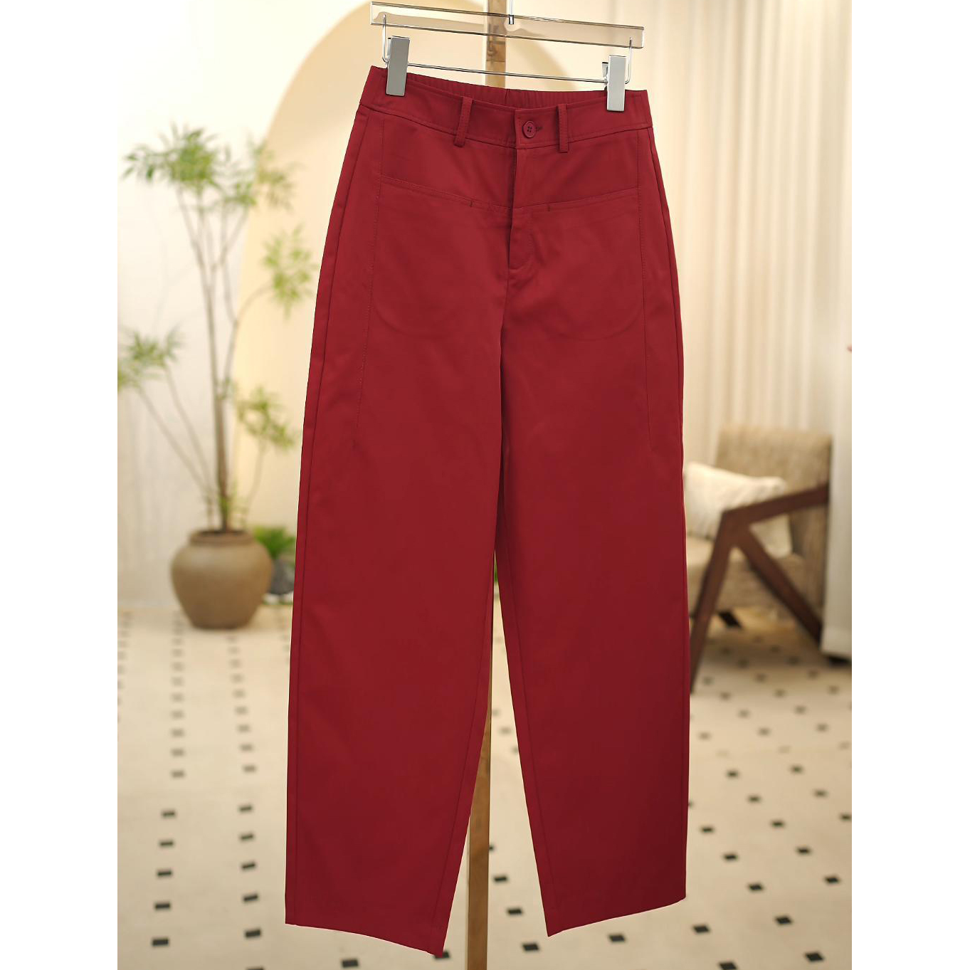 【蚕丝冰氧裤】夏季薄款高腰显瘦百搭抗皱免烫纯色休闲直筒弯刀裤76