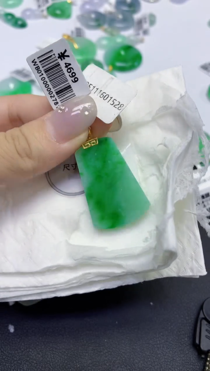 颈饰18K金镶嵌翡翠天然缅甸翡翠A货百元以上9元证书费自理