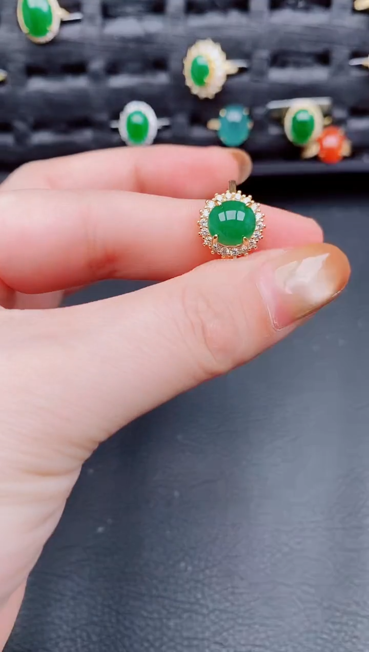 【闪购商品】翡翠戒指银S925镶嵌天然a货翡翠295