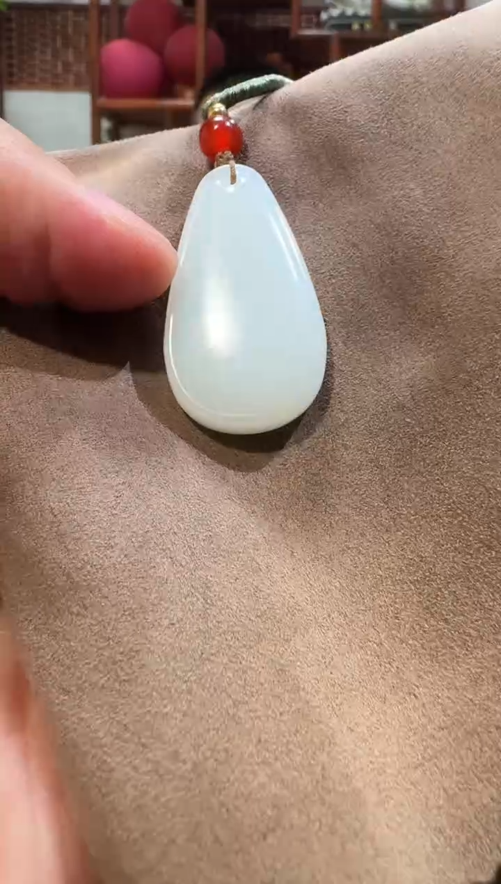 【闪购商品】和田玉吊坠未镶嵌1046 和田玉白玉水滴平安牌