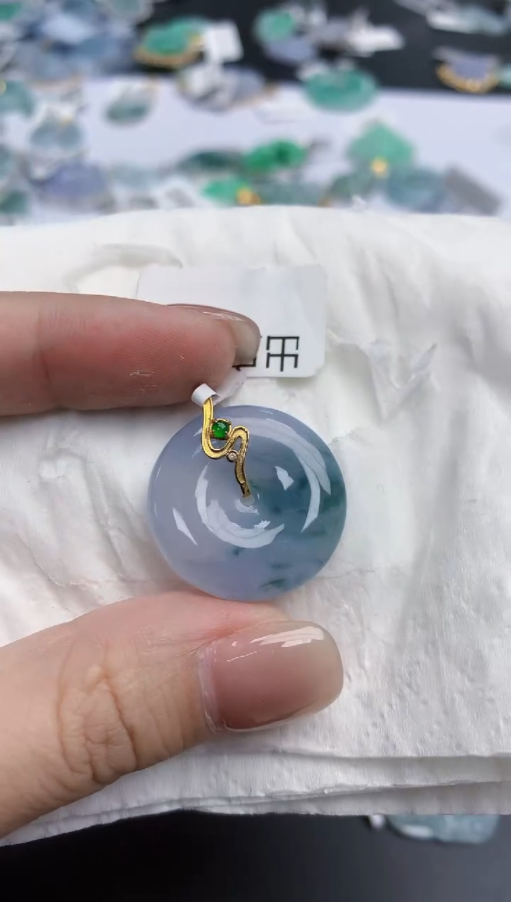 【闪购商品】翡翠颈饰18K金镶嵌天然缅甸翡翠A货
