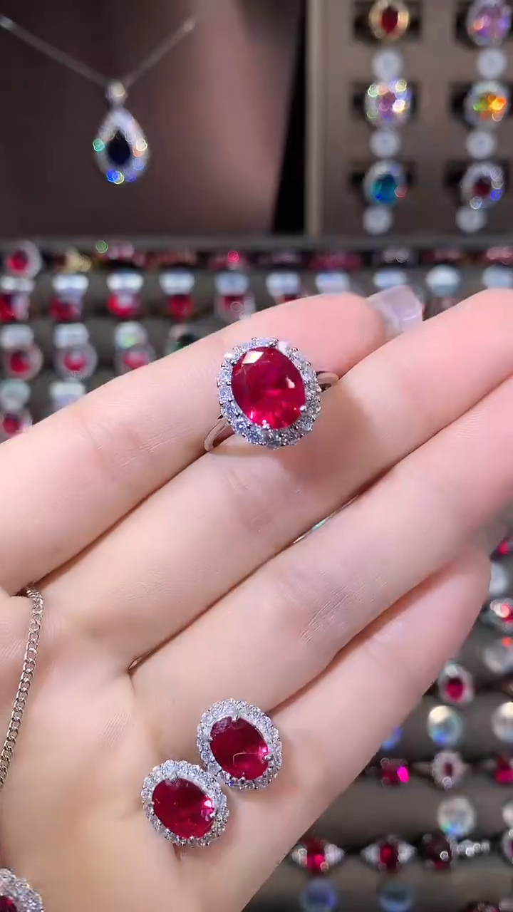 银S925镶嵌戒指红宝石810