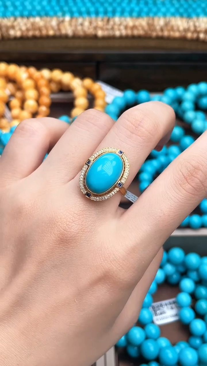 【闪购商品】绿松石珠宝奇石18K金镶嵌A034