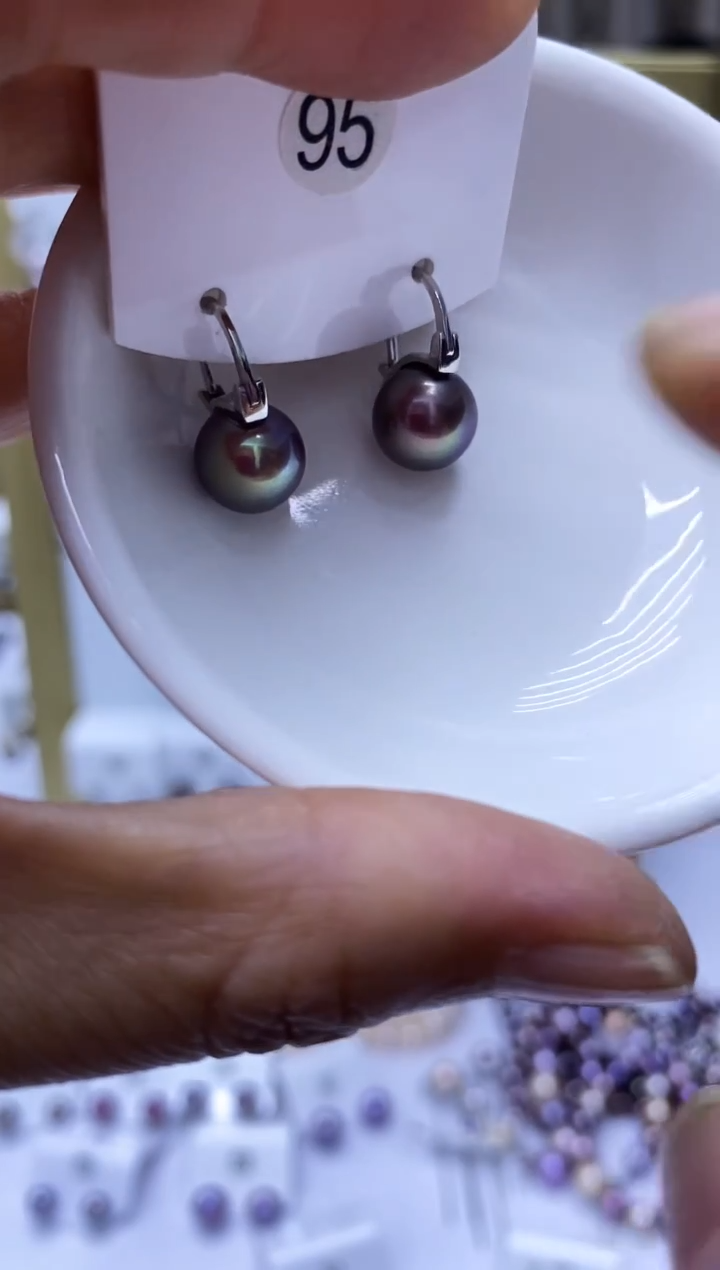 银S925镶嵌耳饰淡水珍珠95