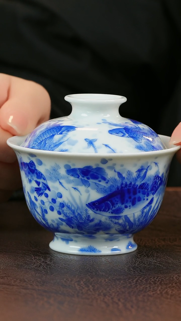 【闪购商品】青山赋鱼盖碗陶瓷