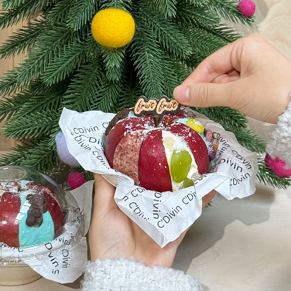 丁峰包装·圣诞“毒苹果”打包盒冷翠酸奶夹水果透明一次性包装盒