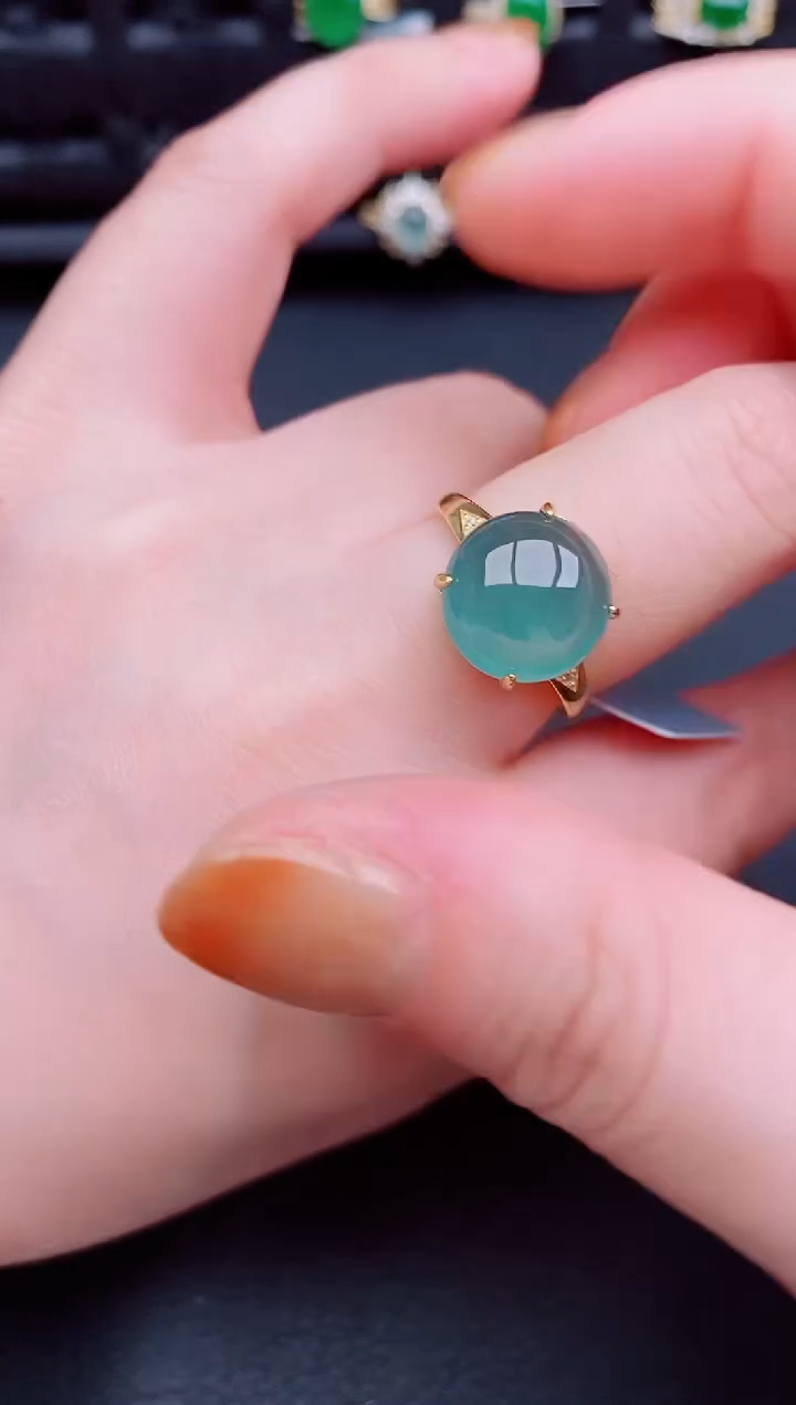 【闪购商品】翡翠戒指银S925镶嵌天然a货翡翠221