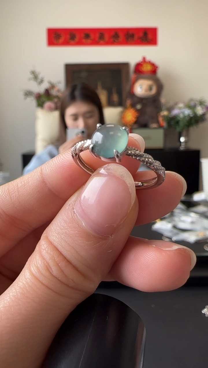 【闪购商品】翡翠戒指银S925镶嵌银镶