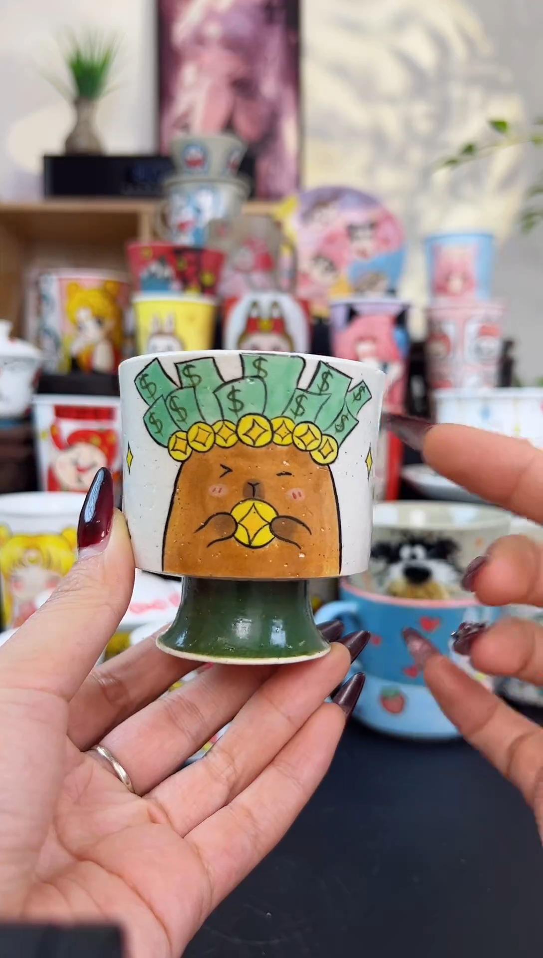 【闪购商品】摆件笙笙漫 手工手绘陶瓷杯杯