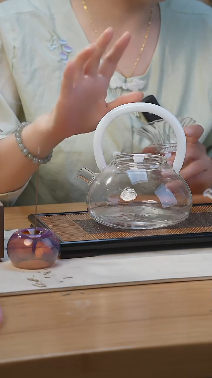 白玉把手玻璃提梁煮水壶