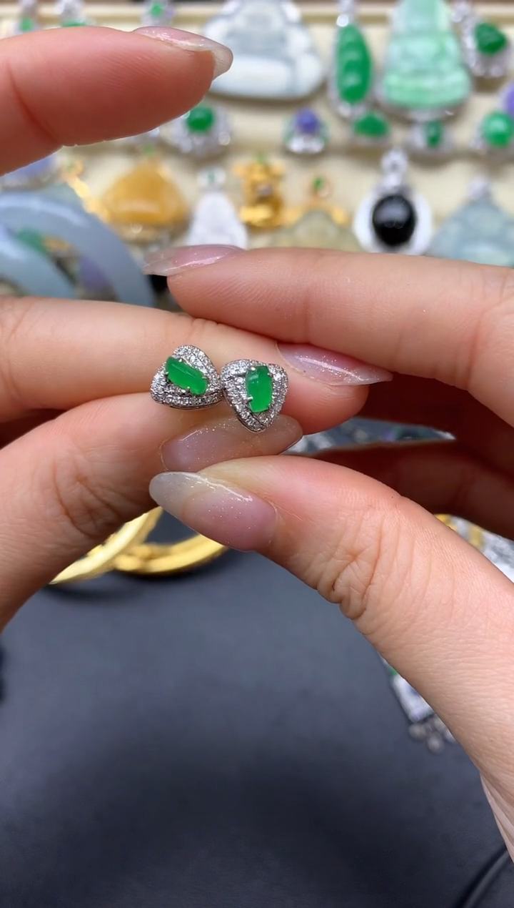 【闪购商品】翡翠耳饰18K金镶嵌281-中国好珍宝