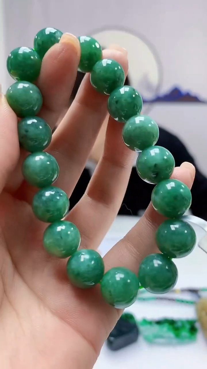 【闪购商品】定制翡翠未镶嵌5145ms-毛货赠珠链185手串