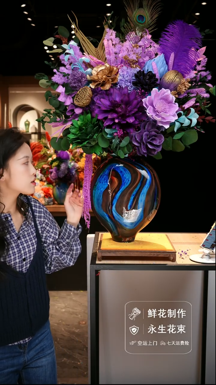 手工艺品琉璃手工花器花束空运包邮送货上门-以图片为准